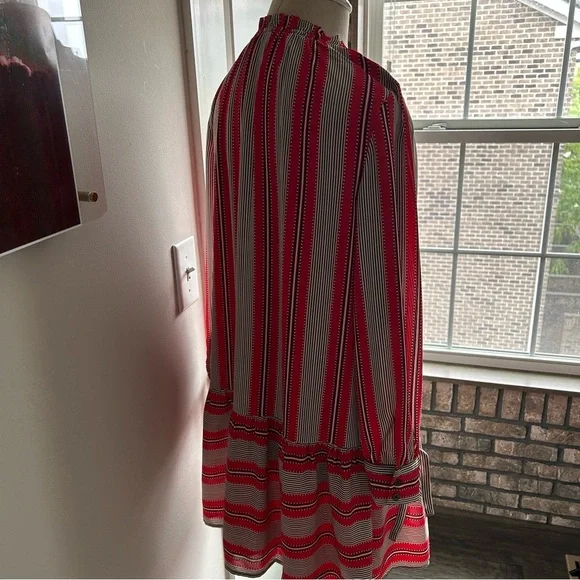 LOFT Striped Tunic Dress SP Bow Sleeves Drop Waist Coastal Preppy Chic - Picture 5 of 6